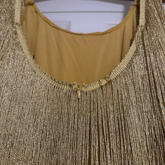 PrettyTina Solid Colour Rocking Tassel Backless Mini Dress in GOLD - Picture 6 of 7